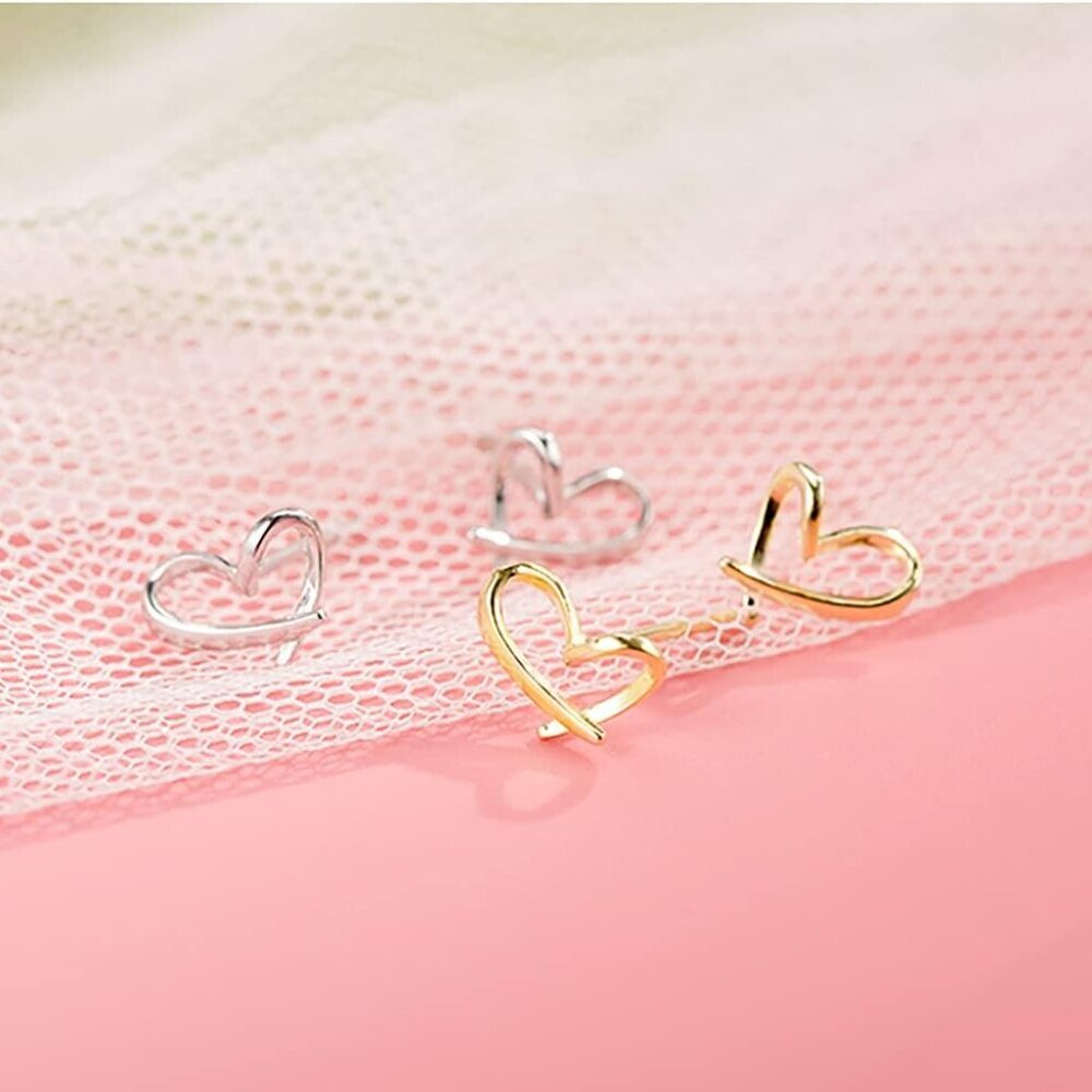 Solid 925 Sterling Silver Tiny Heart Stud Earring… - image 4